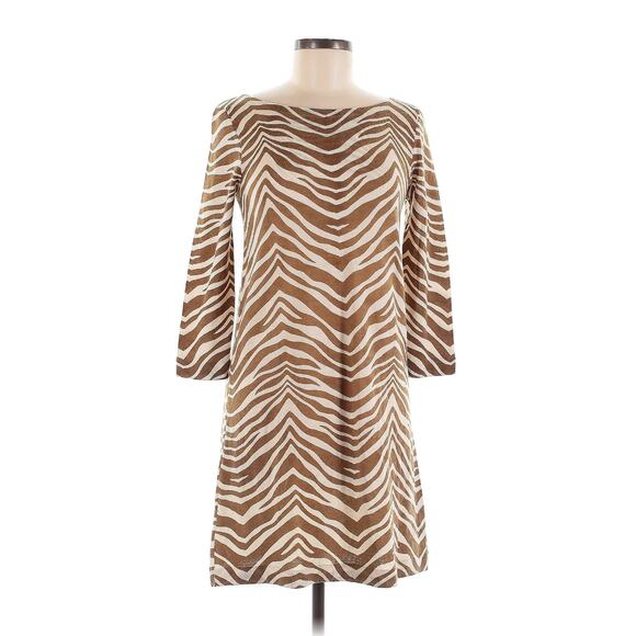 J CREW Merino Wool Sweater Dress S Zebra Animal Print Lightweight Safari Chic - Picture 3 of 10